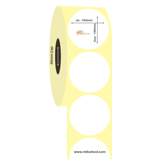 100 x 100 Oval Kuşe Etiket | Barkod Yazıcı Uyumlu