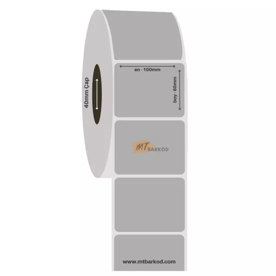 100x60 Silvermat Etiket | Silver Mat Etiket | Metalize Etiket