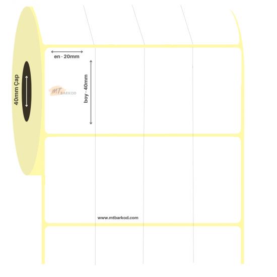 20x40 Yan Yana 4’lü Kuşe Etiket, Barkod Etiket, Yazıcı Etiketleri