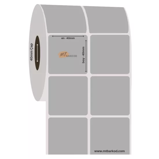 40x40 Silvermat Etiket Sticker | Silver Mat Etiket | Metalize Etiket