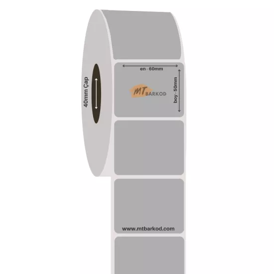 60x50 Silvermat Etiket Sticker | Silver Mat Etiket | Metalize Etiket