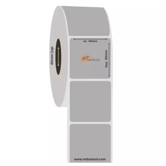 60x60 Silvermat Etiket Sticker | Silver Mat Etiket | Metalize Etiket